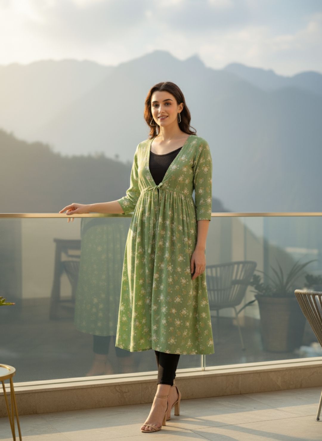 Light & Layered: Floral Print Tie-Front Shrug