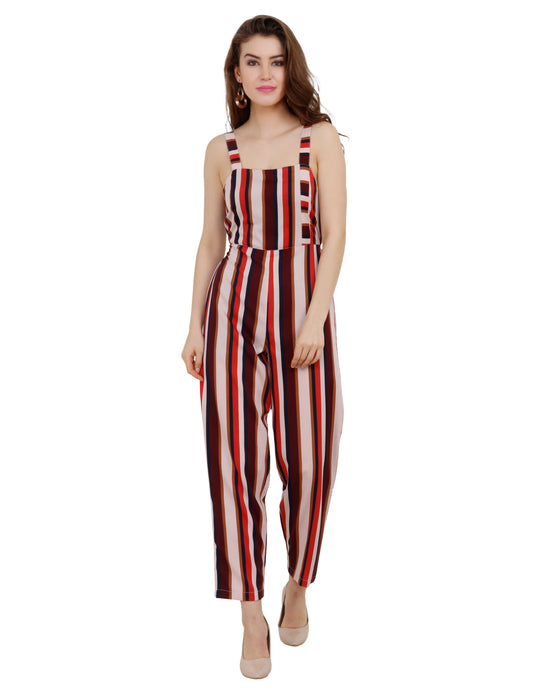 Bhfashion Striped Back-Tie Jumpsuit | Smooth Polyester Comfort