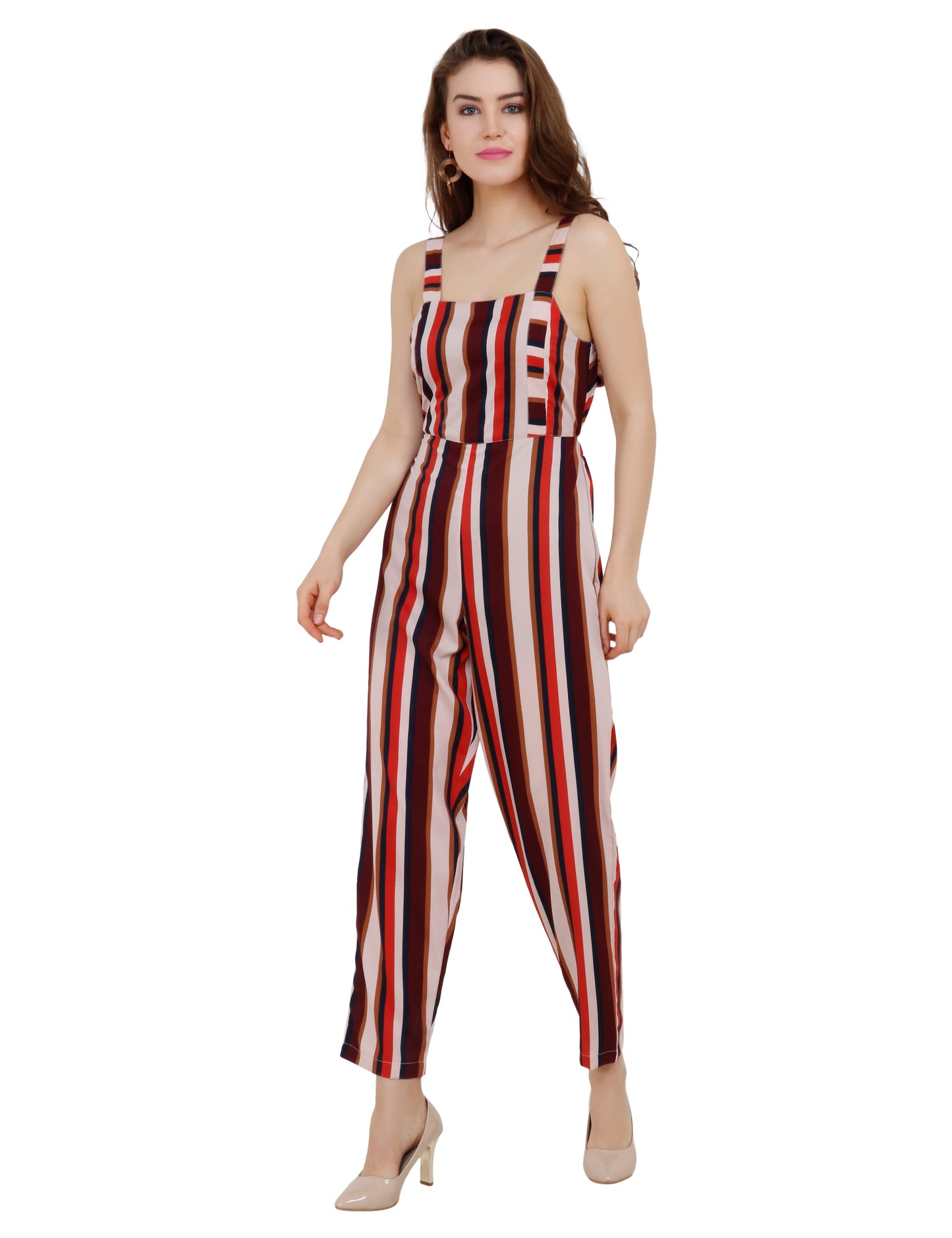 Bhfashion Striped Back-Tie Jumpsuit | Smooth Polyester Comfort