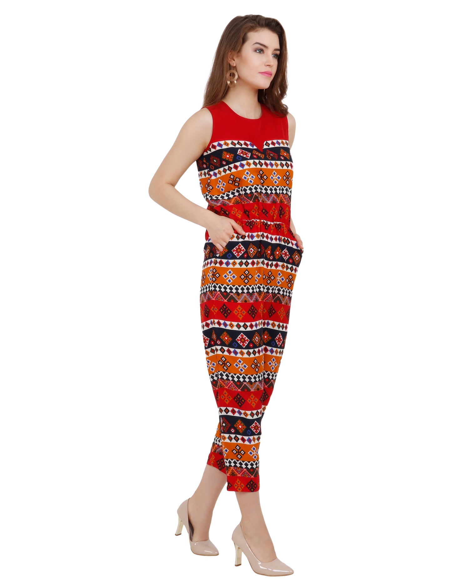 Bhfashion Boho Vibes Sleeveless Printed Jumpsuit