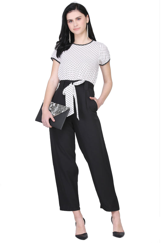 Polka Dot Pouch Pocket Jumpsuit