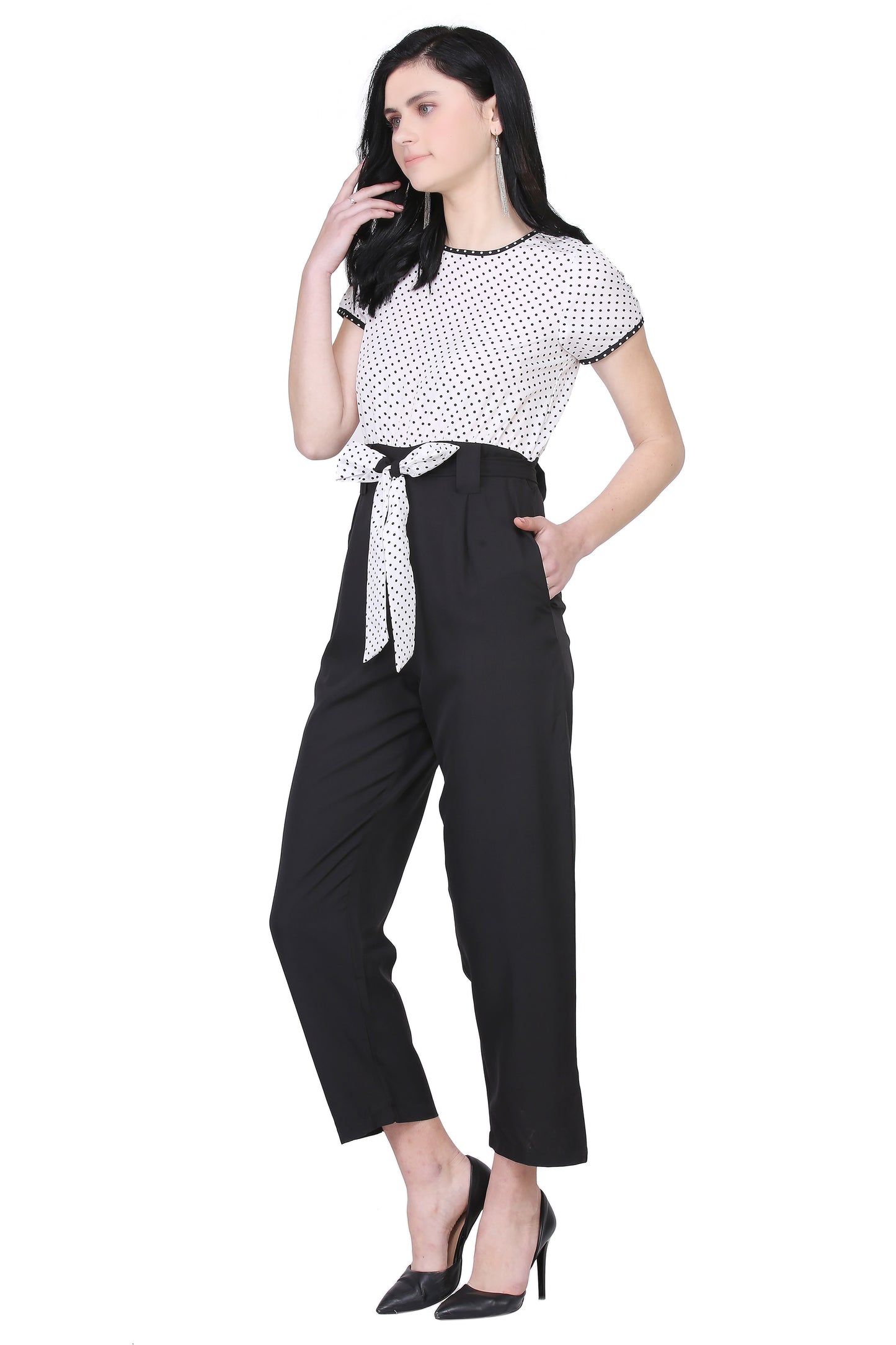 Polka Dot Pouch Pocket Jumpsuit