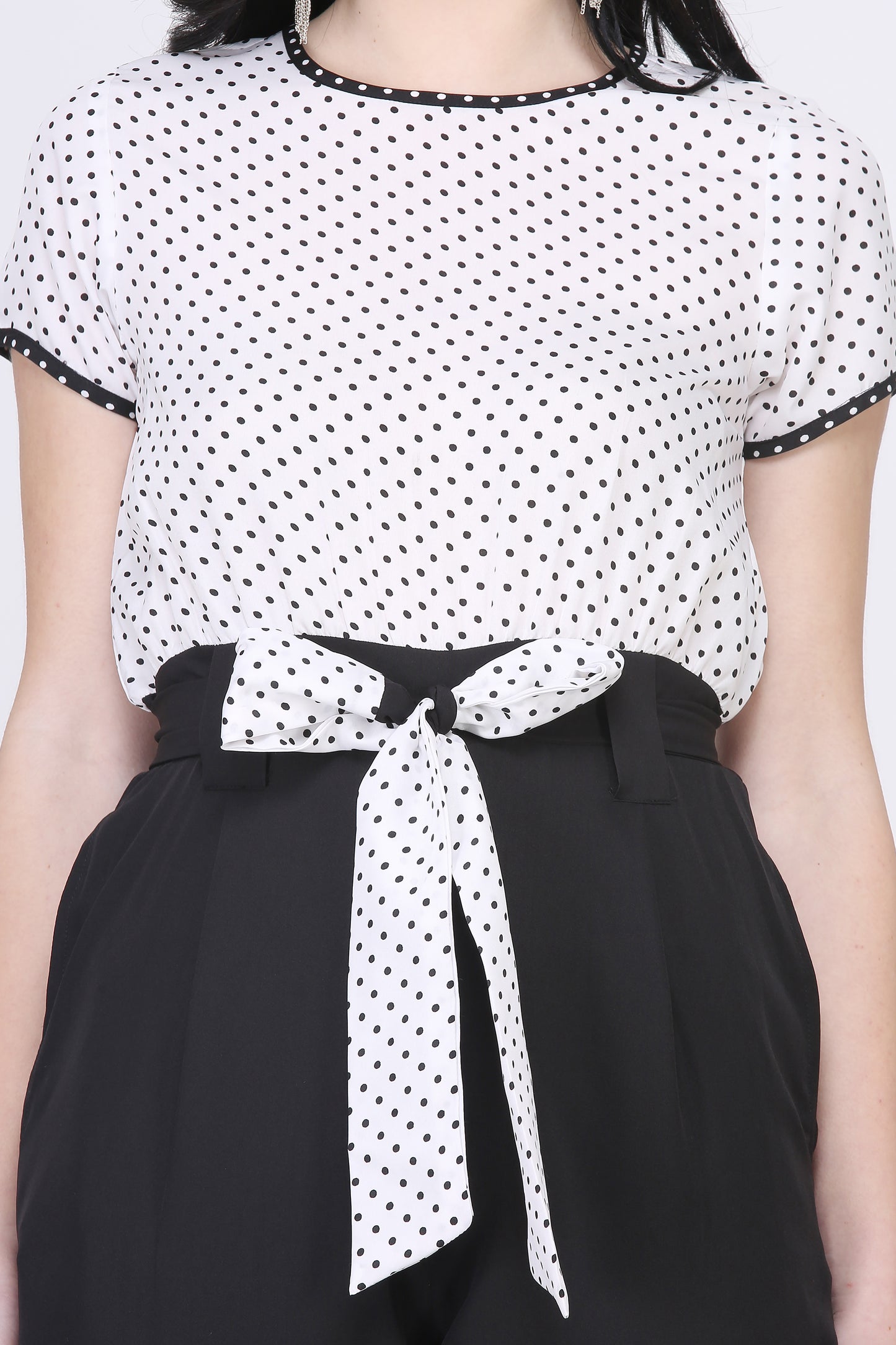 Polka Dot Pouch Pocket Jumpsuit