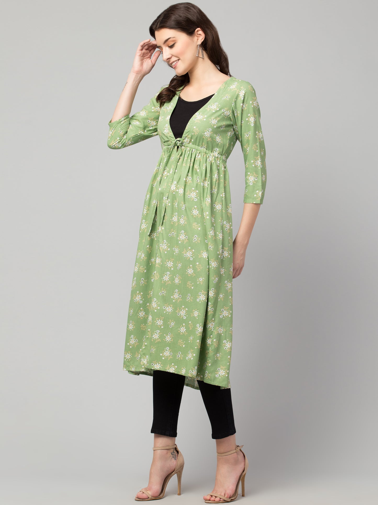 Light & Layered: Floral Print Tie-Front Shrug