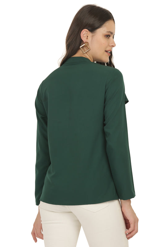 The Emerald Ruffle Cape Shirt