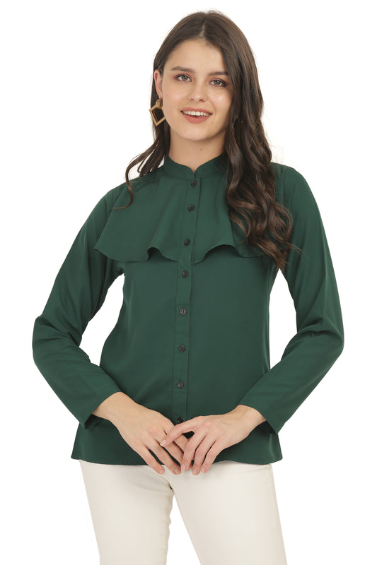 The Emerald Ruffle Cape Shirt