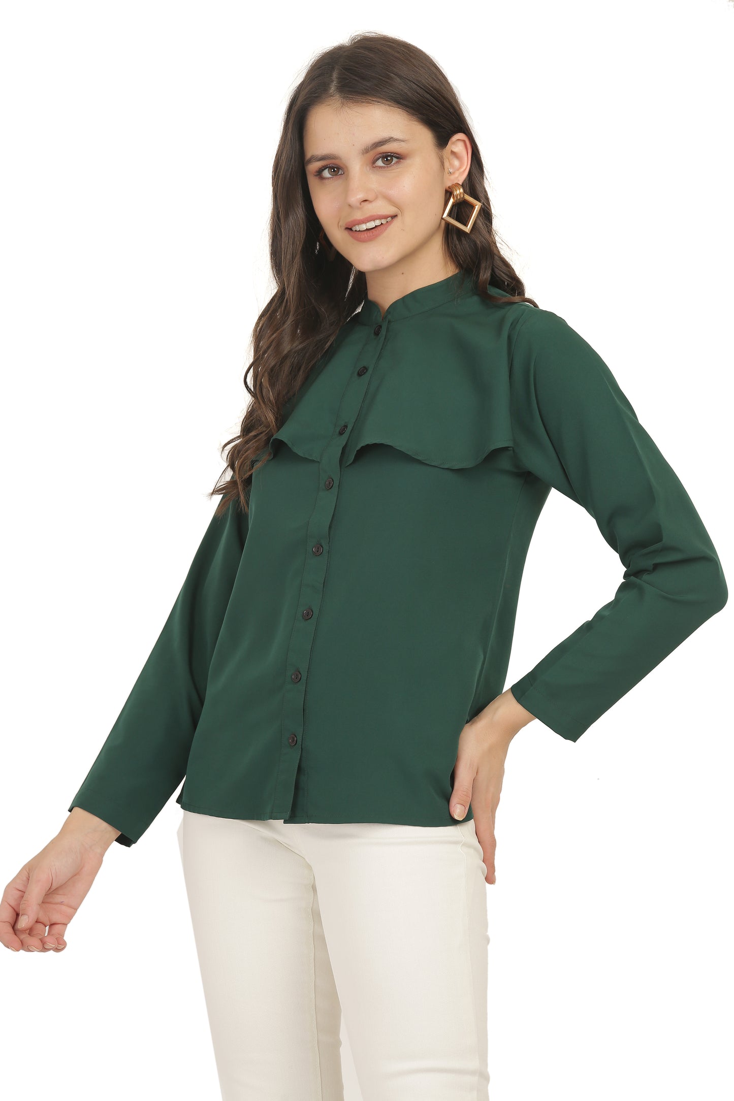 The Emerald Ruffle Cape Shirt