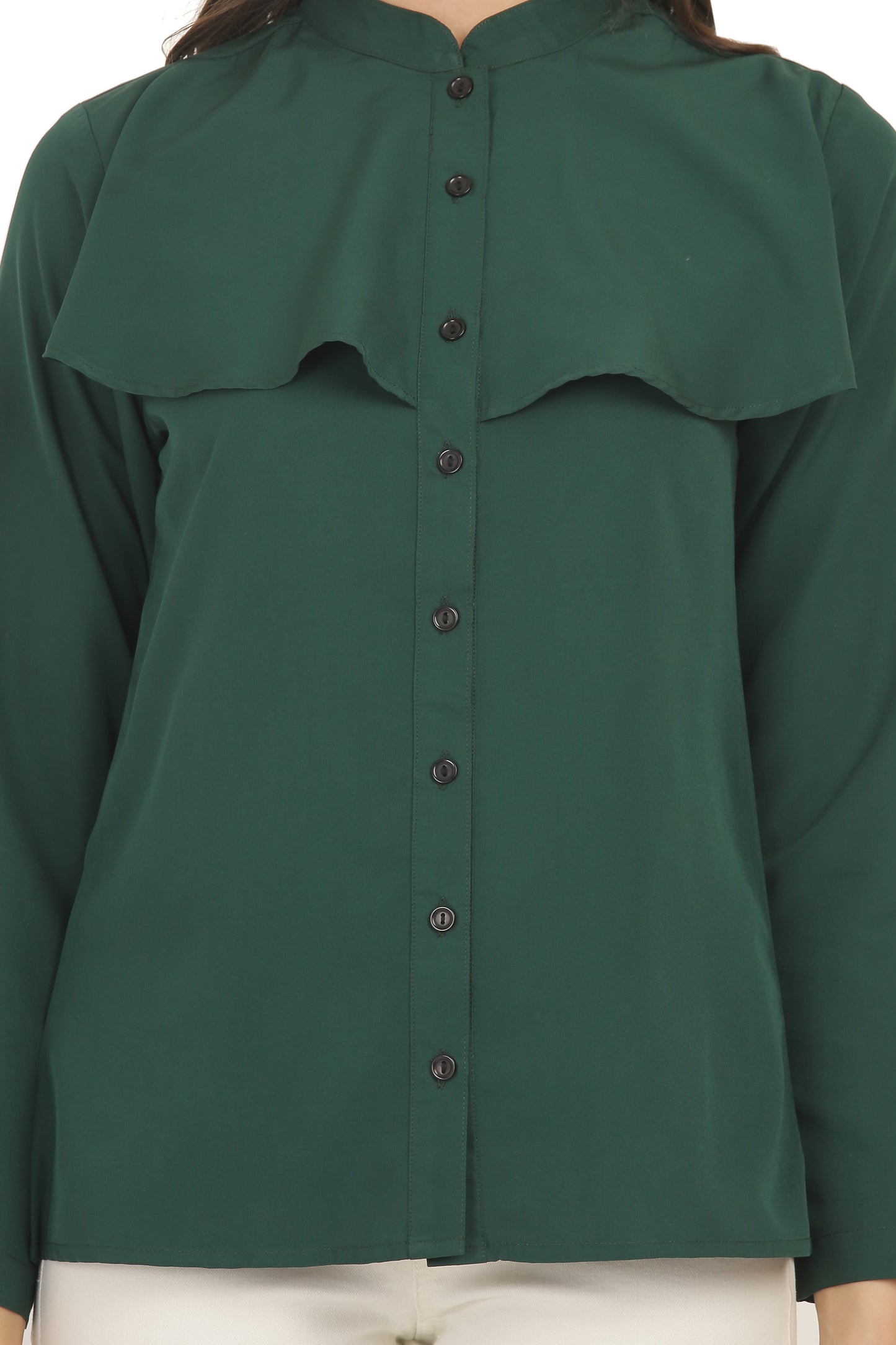 The Emerald Ruffle Cape Shirt