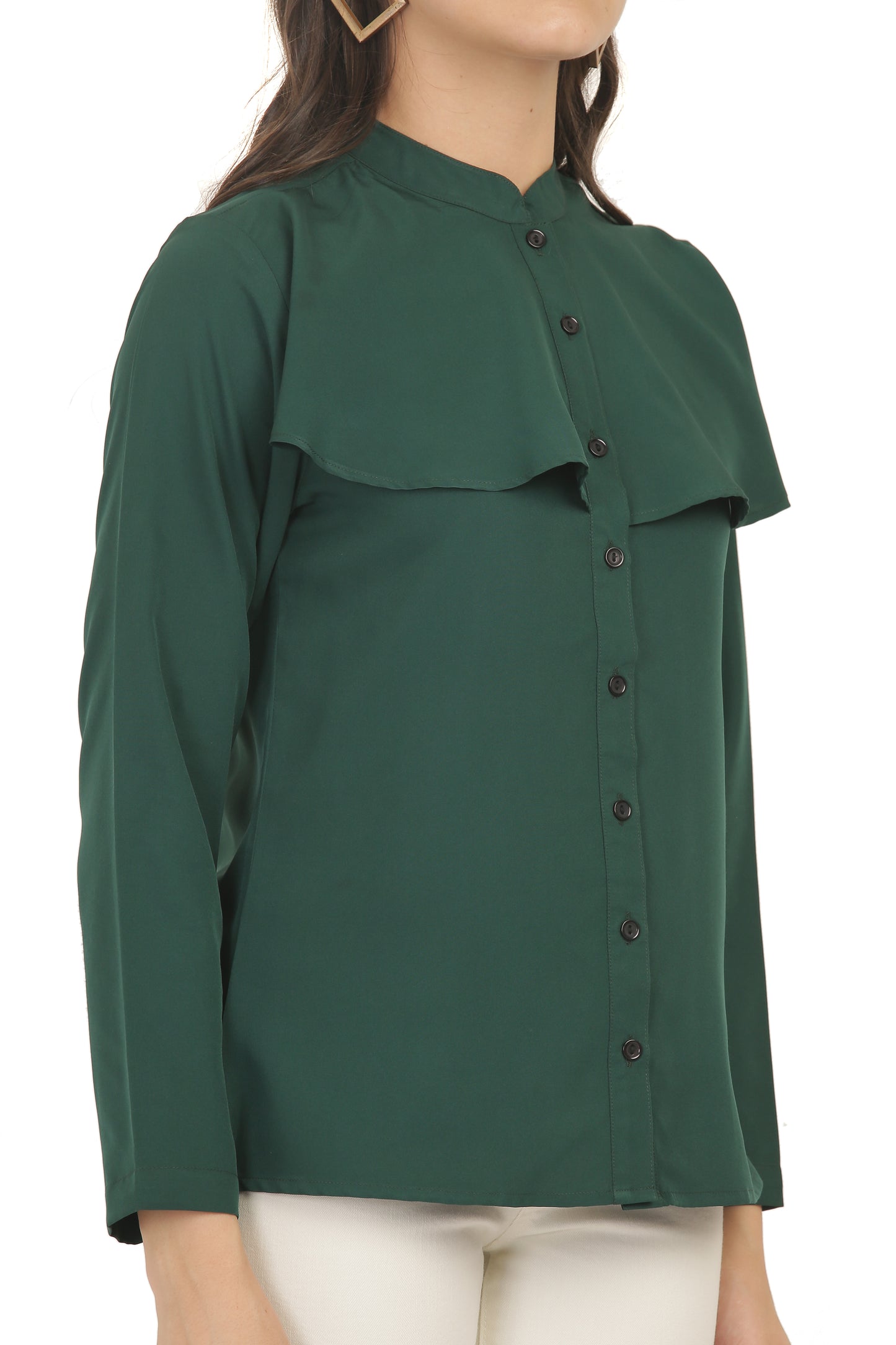 The Emerald Ruffle Cape Shirt