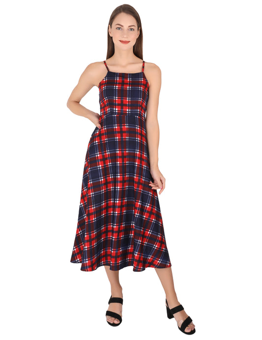 Classic Charm: The Plaid Square Neck Maxi Dress