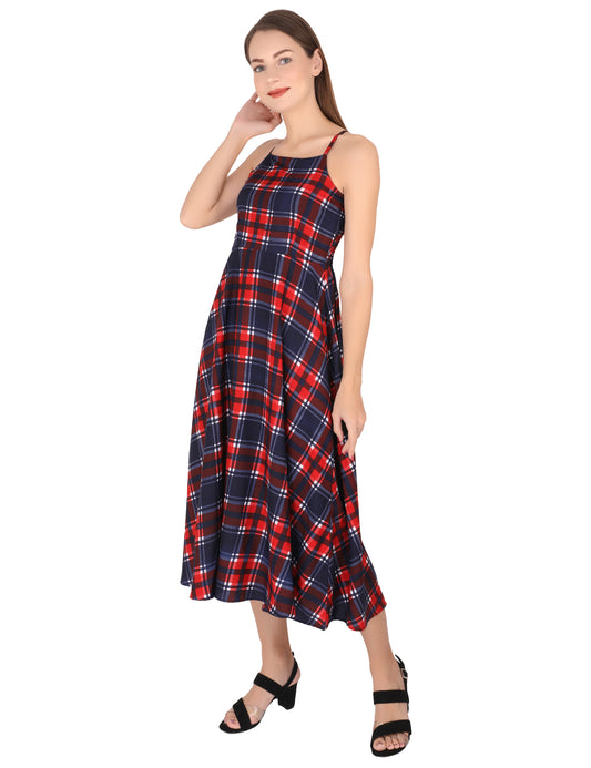 Classic Charm: The Plaid Square Neck Maxi Dress