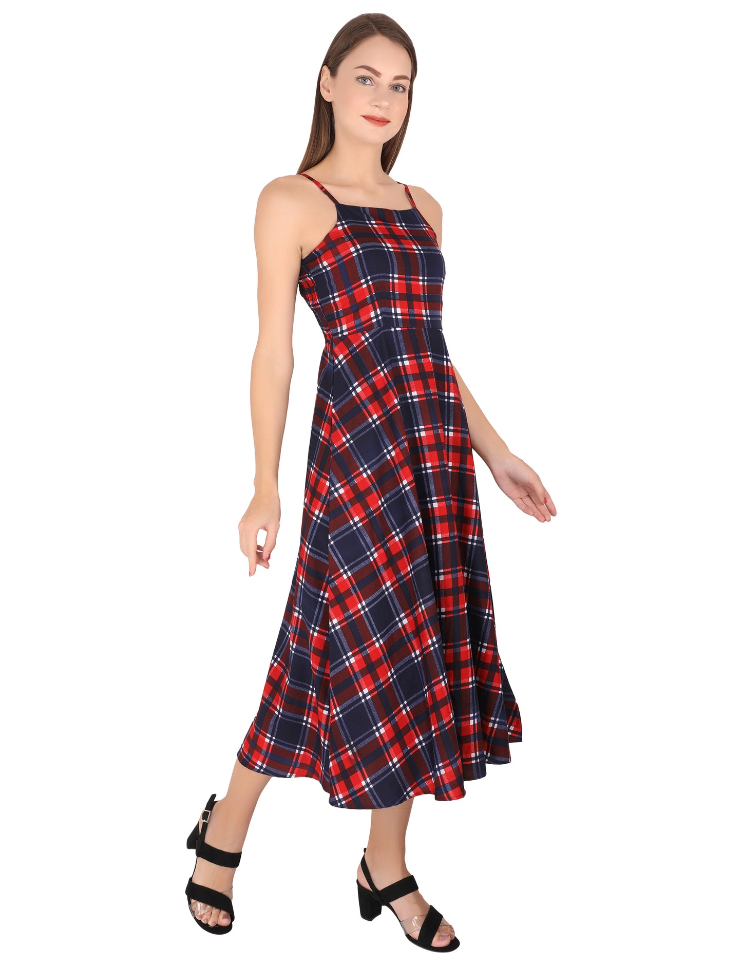 Classic Charm: The Plaid Square Neck Maxi Dress
