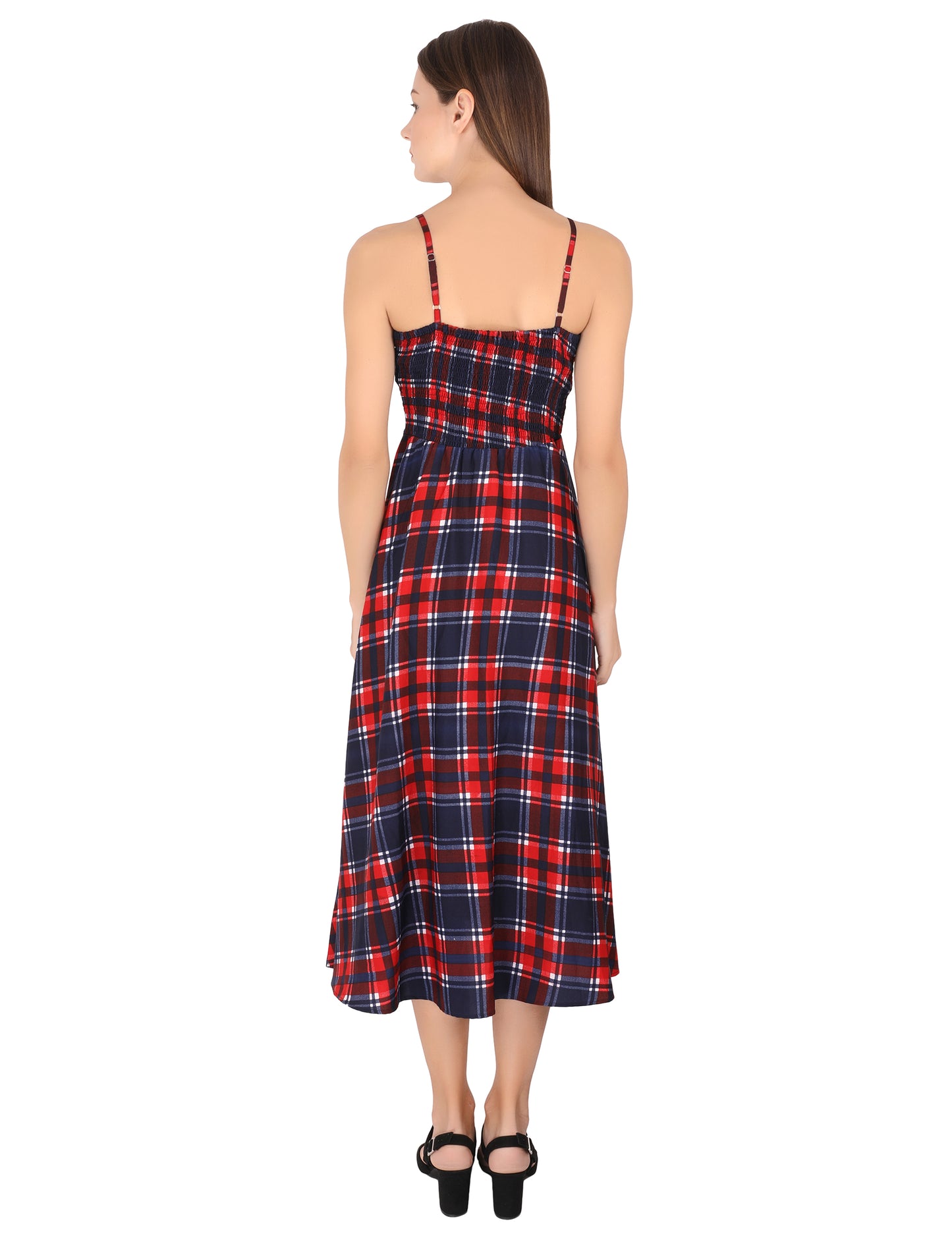 Classic Charm: The Plaid Square Neck Maxi Dress