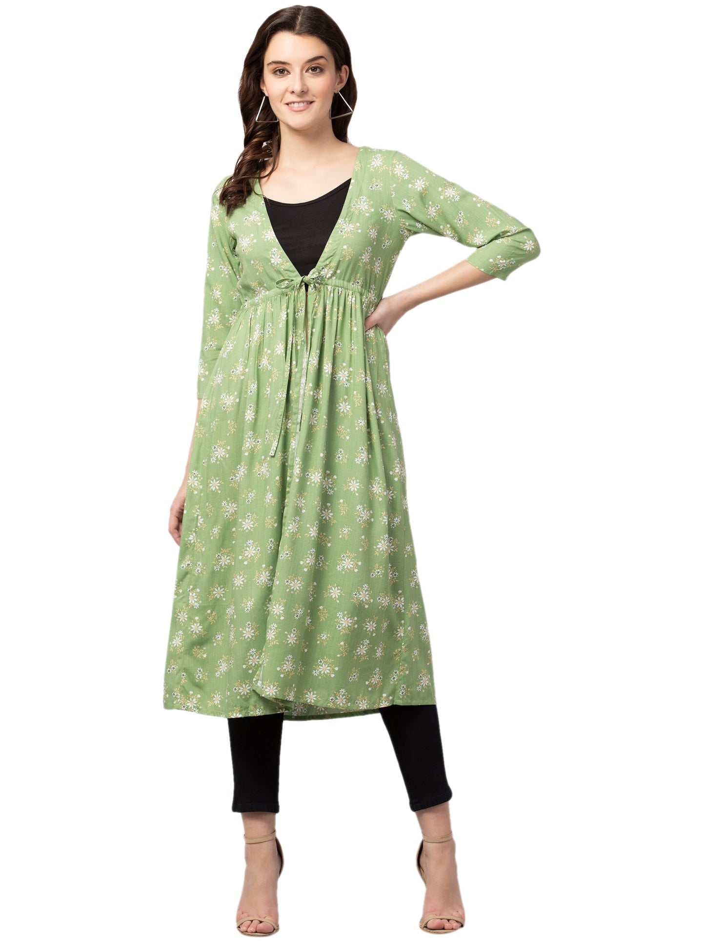 Light & Layered: Floral Print Tie-Front Shrug